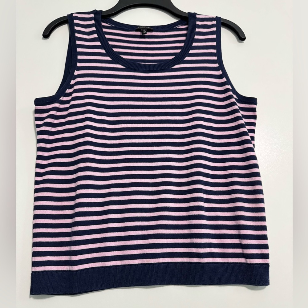 Talbots Pink and Navy Blue Sleeveless Sweater Vest / Tank Size M